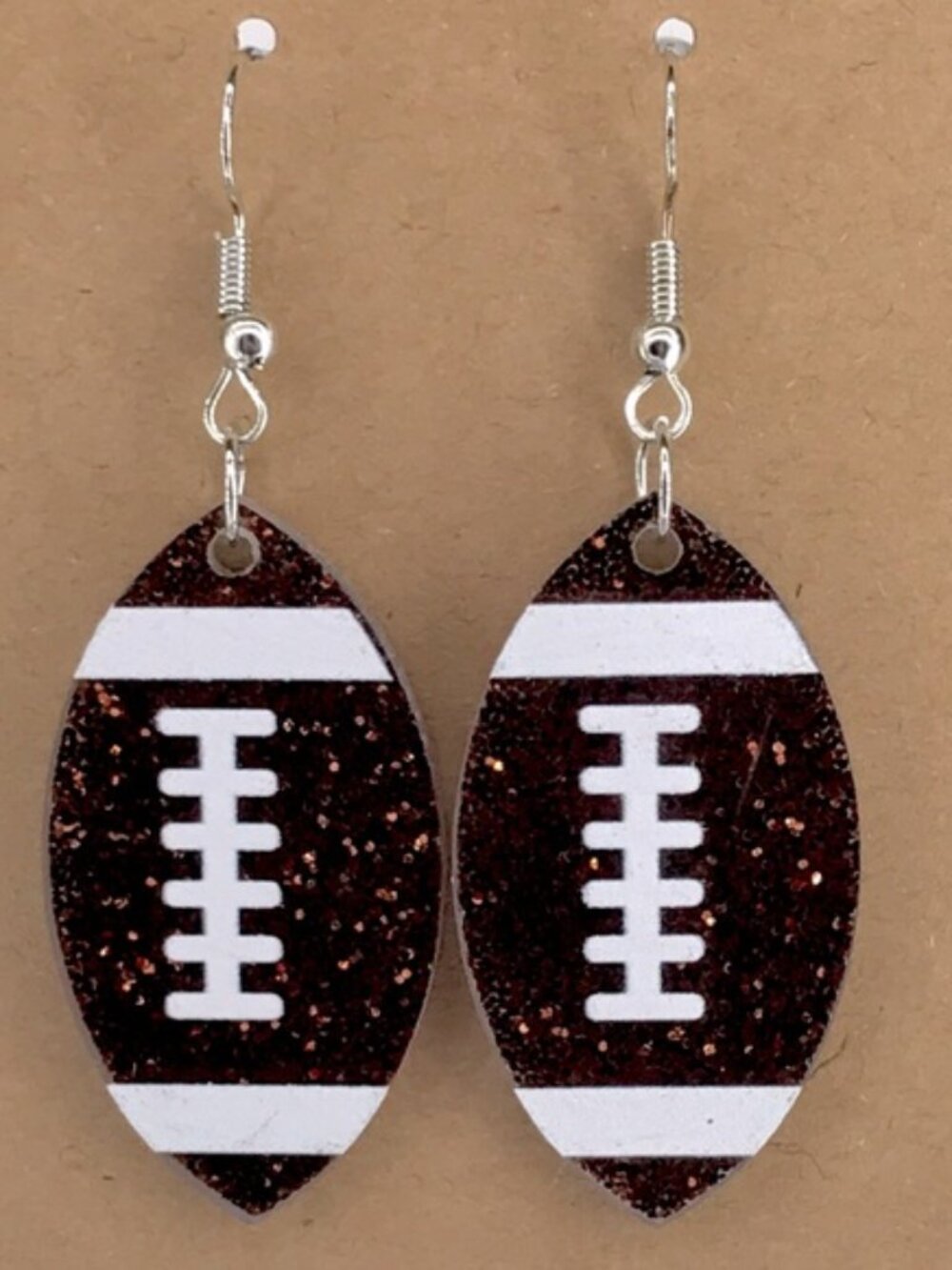 Acrylic Football Dangle Earrings - Picture 1 of 3